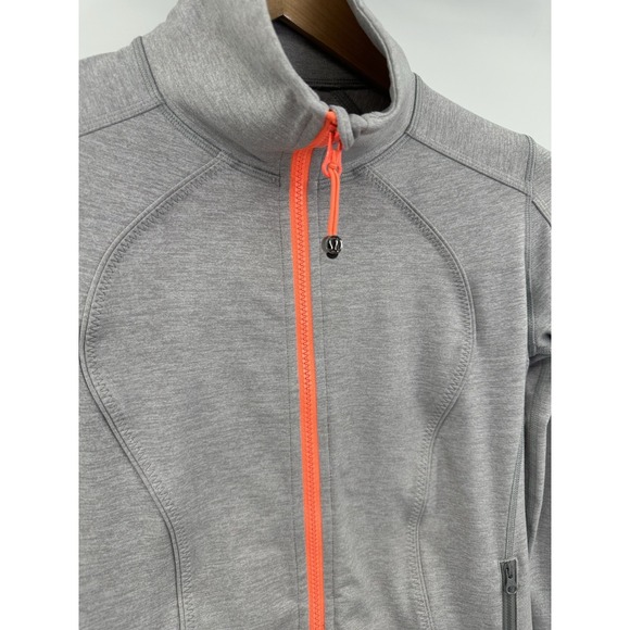 Lululemon Jacket‎ Gray Orange Long Sleeve Active Size 6 Women's Gym Pockets Logo - Picture 3 of 7